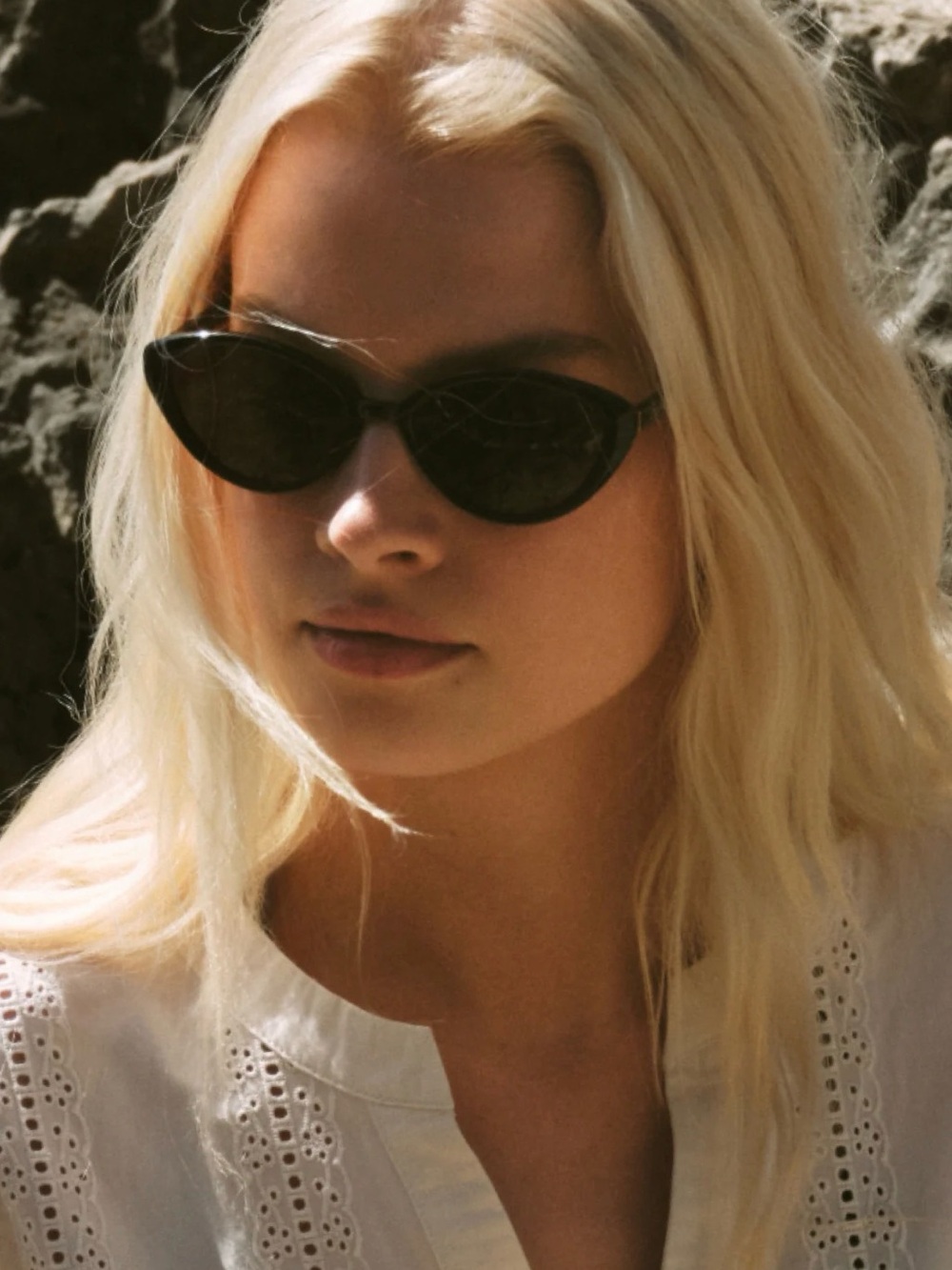 Z Supply Nouveau Polarized Black Oval Cat Eye Sunglasses with Pouch